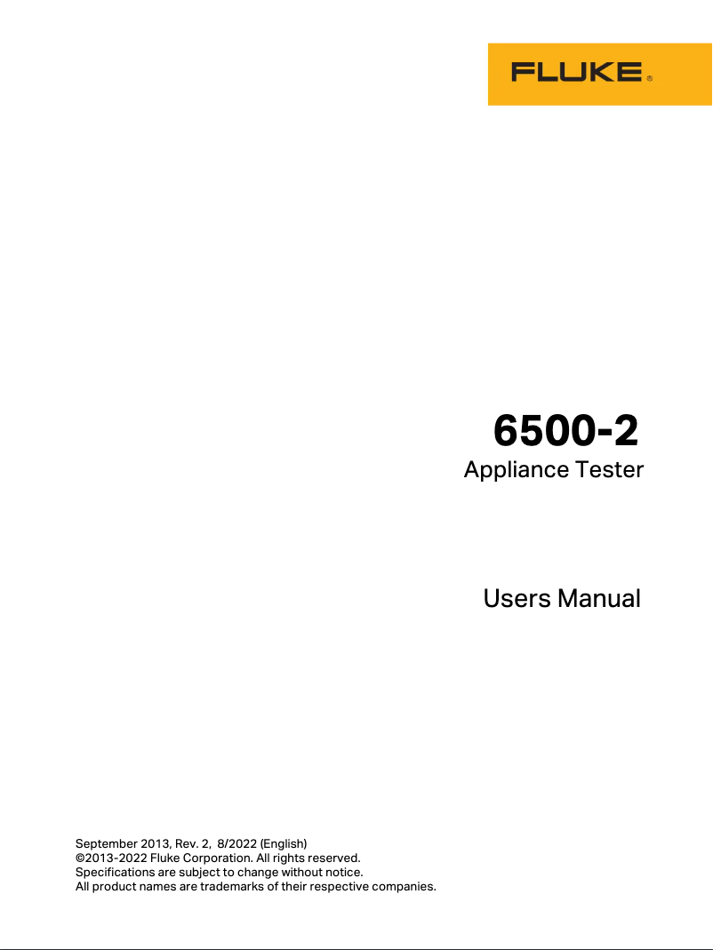 Page 1 de la notice Manuel utilisateur Fluke 6500-2