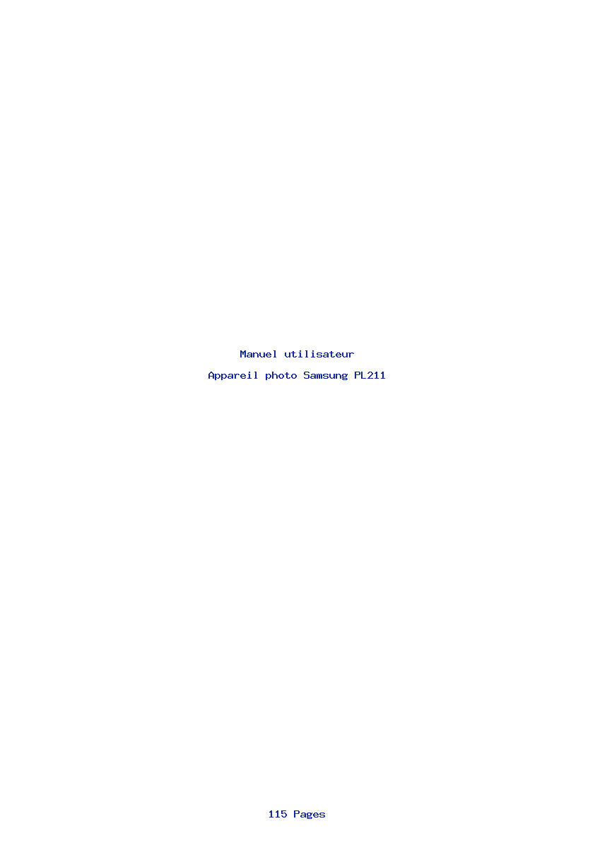 Page 1 de la notice Manuel utilisateur Samsung PL211