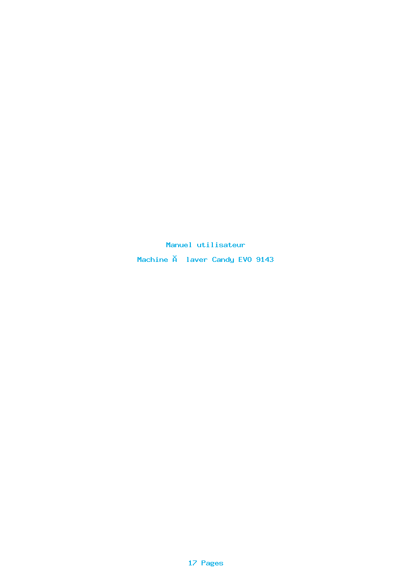 Page 1 de la notice Manuel utilisateur Candy EVO 9143