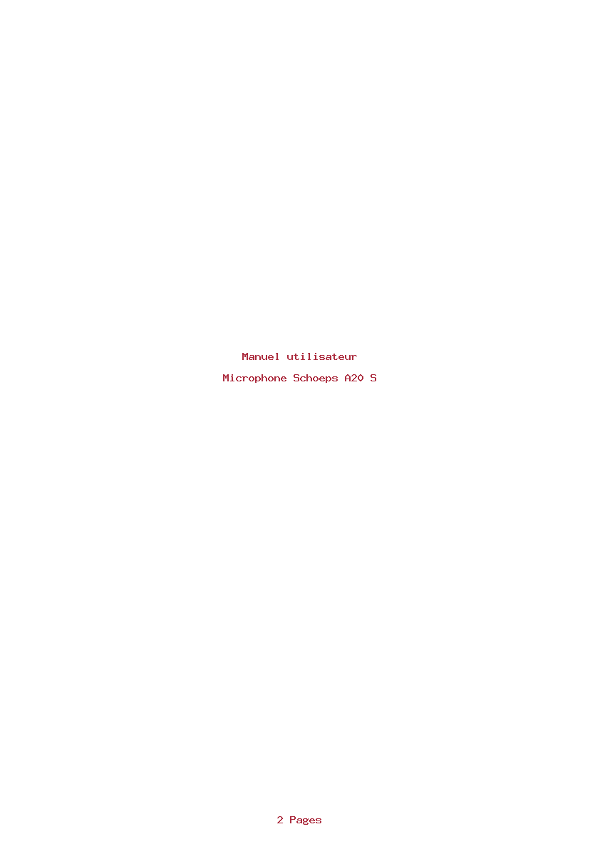 Page 1 de la notice Manuel utilisateur Schoeps A20 S