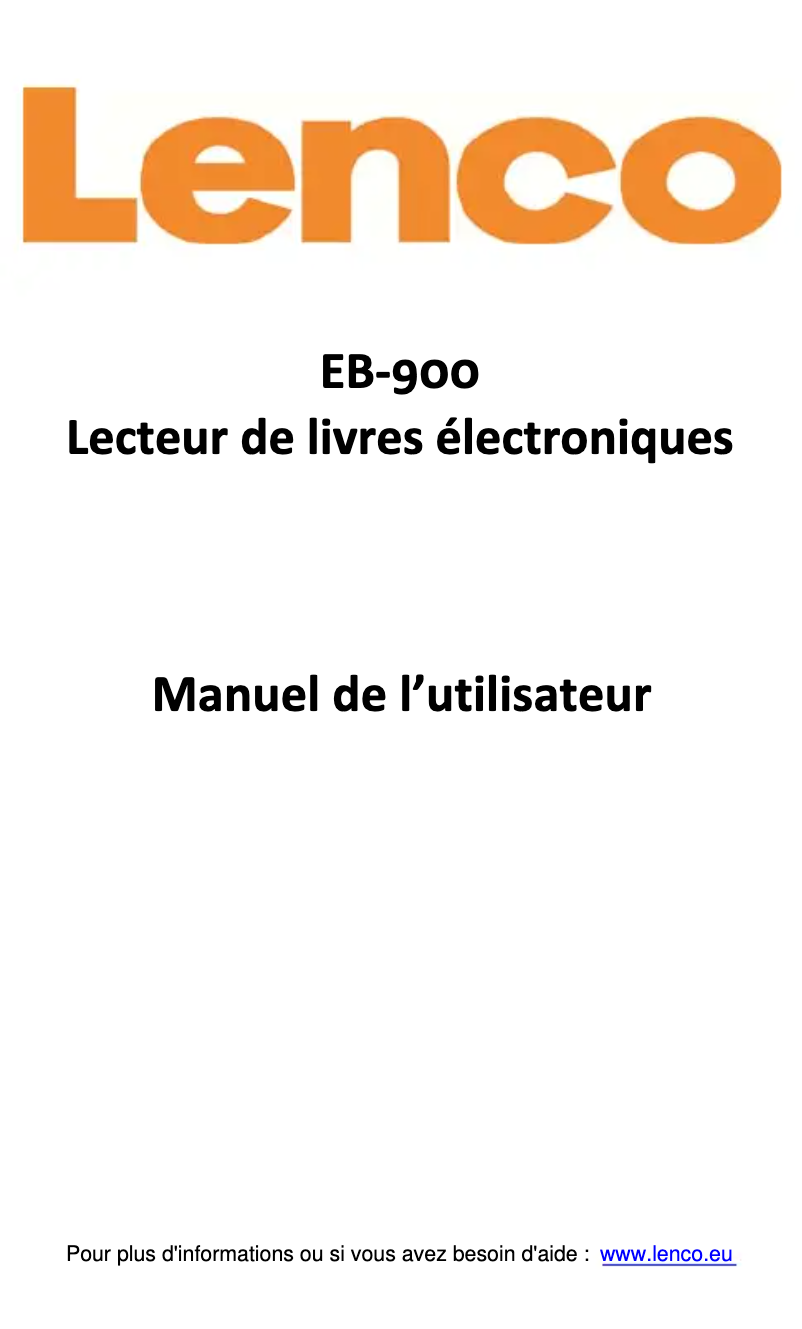 Page 1 de la notice Manuel utilisateur Lenco EB-900