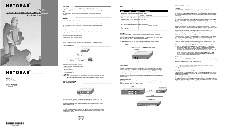 Page 1 de la notice Guide d'installation Netgear GC102