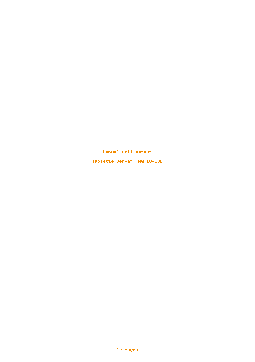 Page 1 de la notice Manuel utilisateur Denver TAQ-10423L