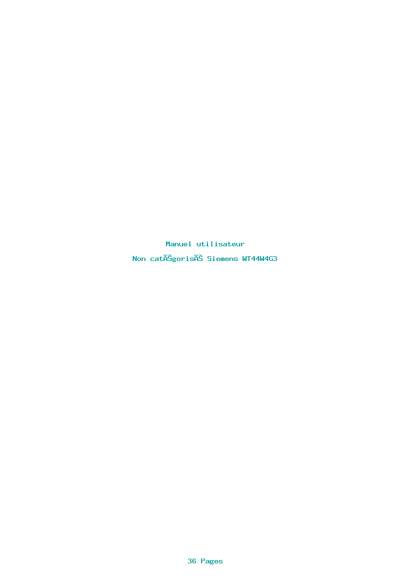 Page 1 de la notice Manuel utilisateur Siemens WT44W4G3