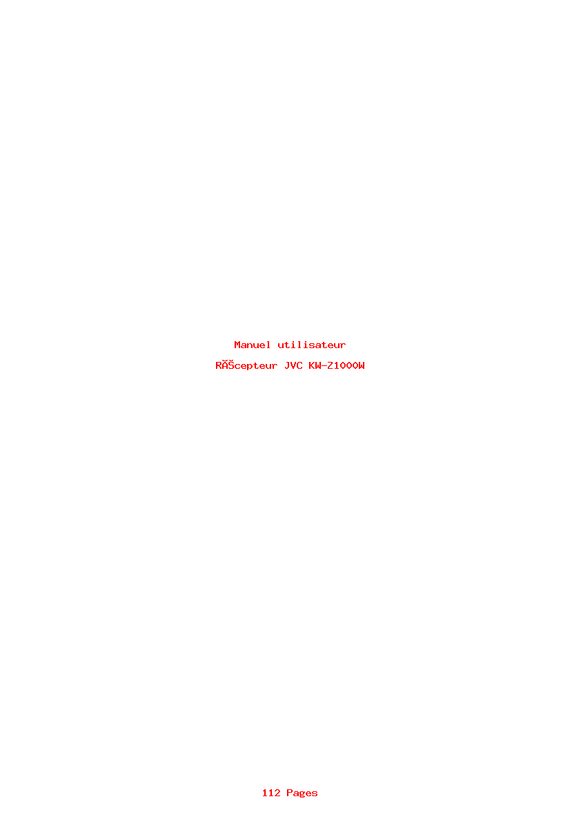 Page 1 de la notice Manuel utilisateur JVC KW-Z1000W