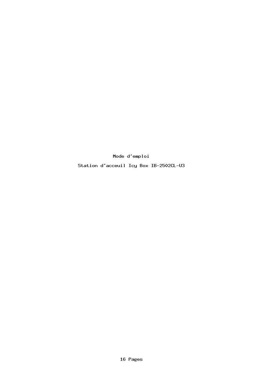 Page 1 de la notice Mode d'emploi Icy Box IB-2502CL-U3