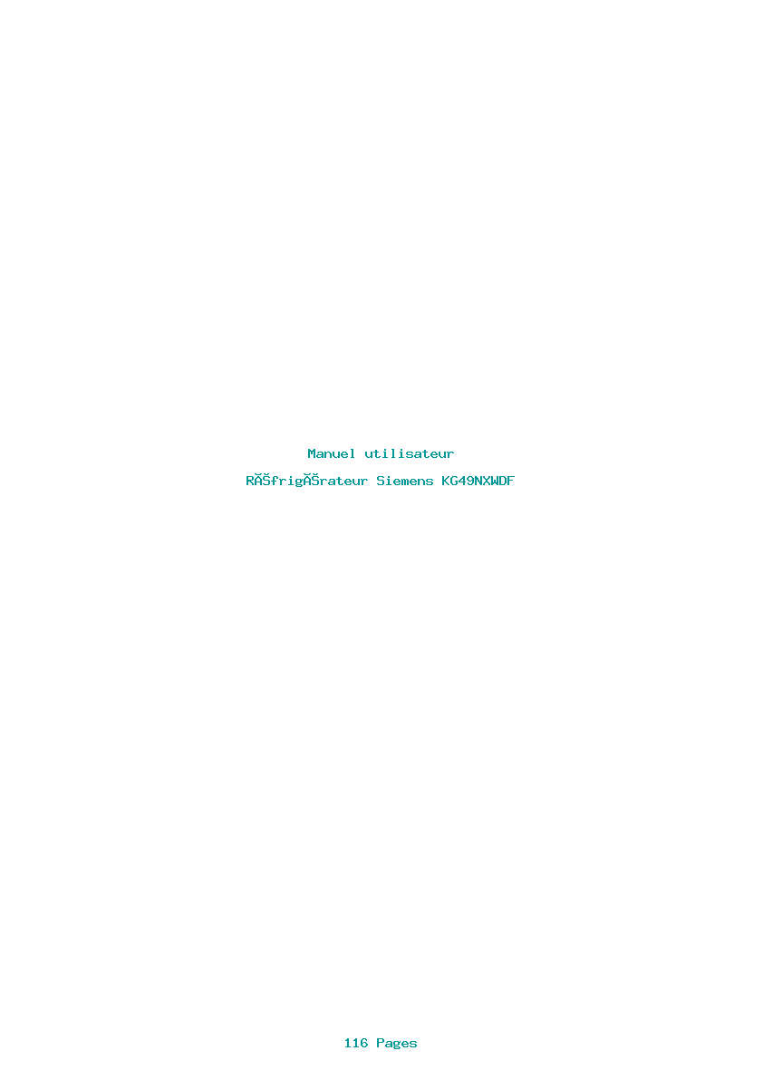 Page 1 de la notice Manuel utilisateur Siemens KG49NXWDF