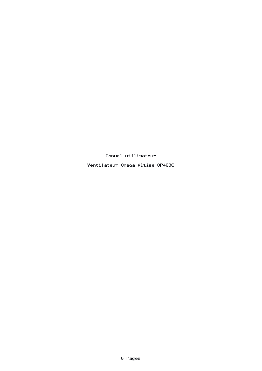 Page 1 de la notice Manuel utilisateur Omega Altise OP46BC