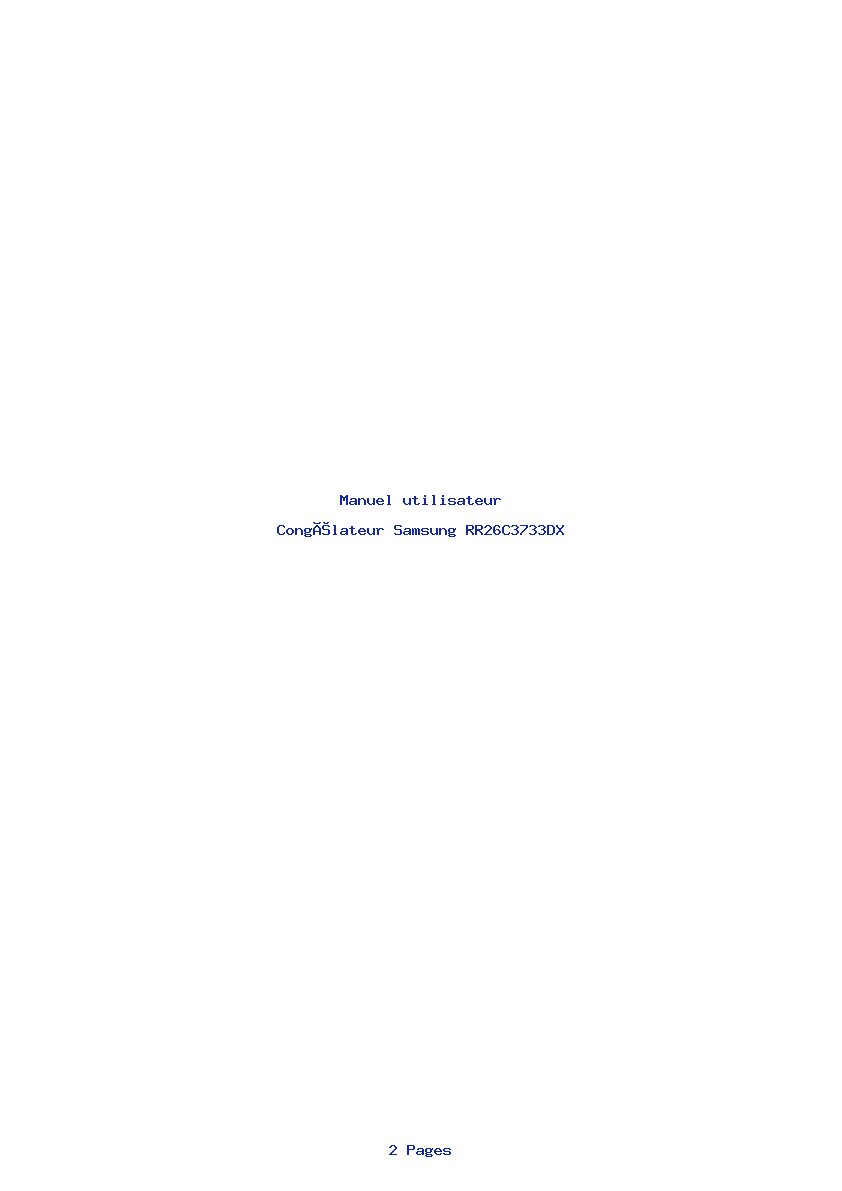 Page 1 de la notice Manuel utilisateur Samsung RR26C3733DX