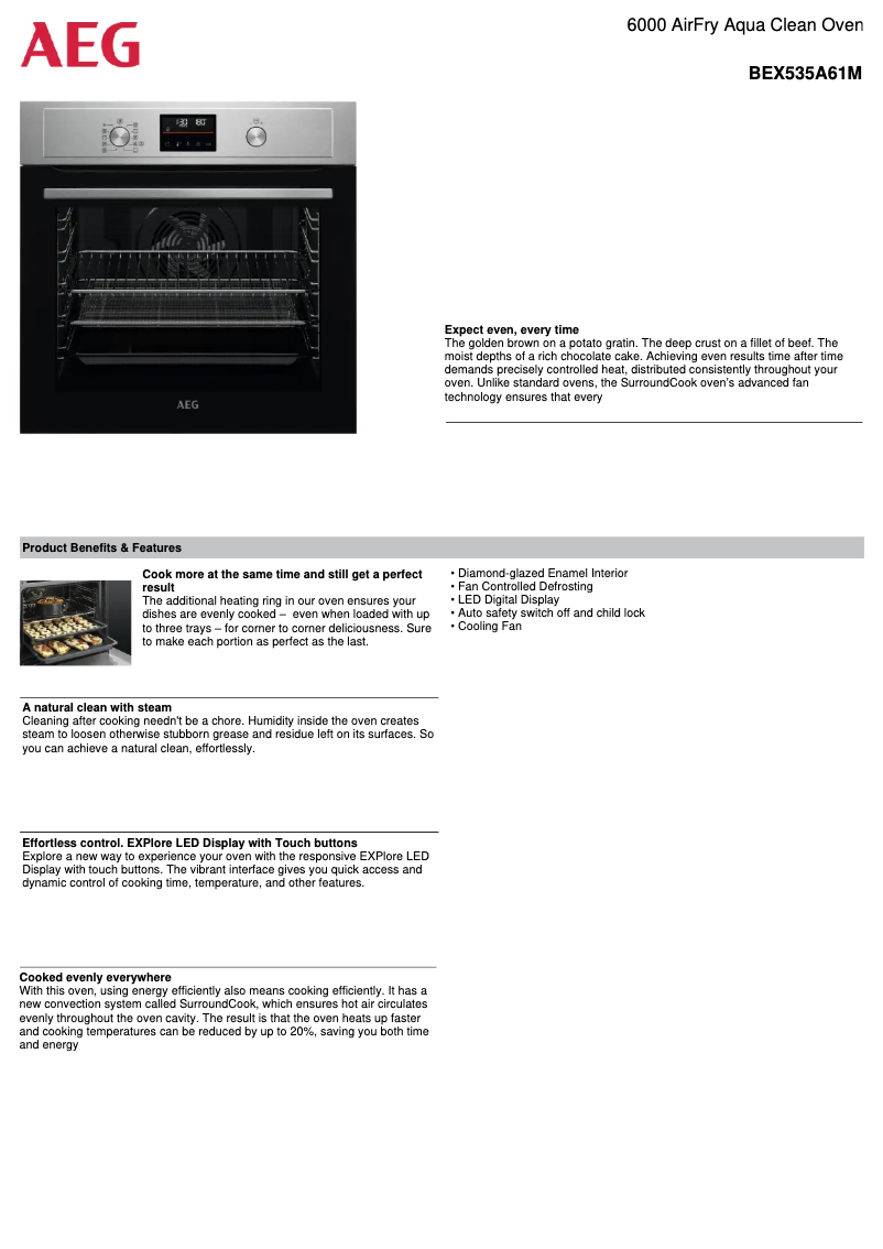 Page 1 de la notice Fiche technique AEG BEX535A61M