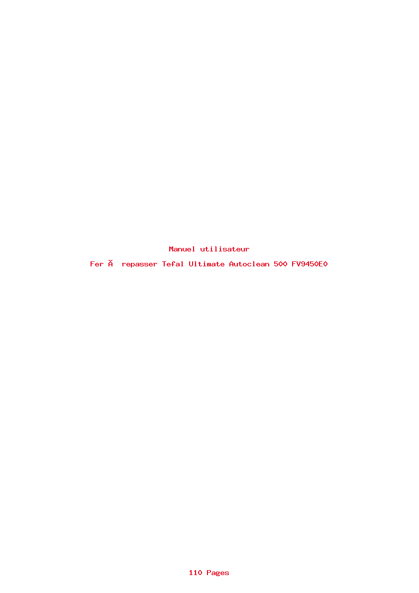 Page 1 de la notice Manuel utilisateur Tefal Ultimate Autoclean 500 FV9450E0