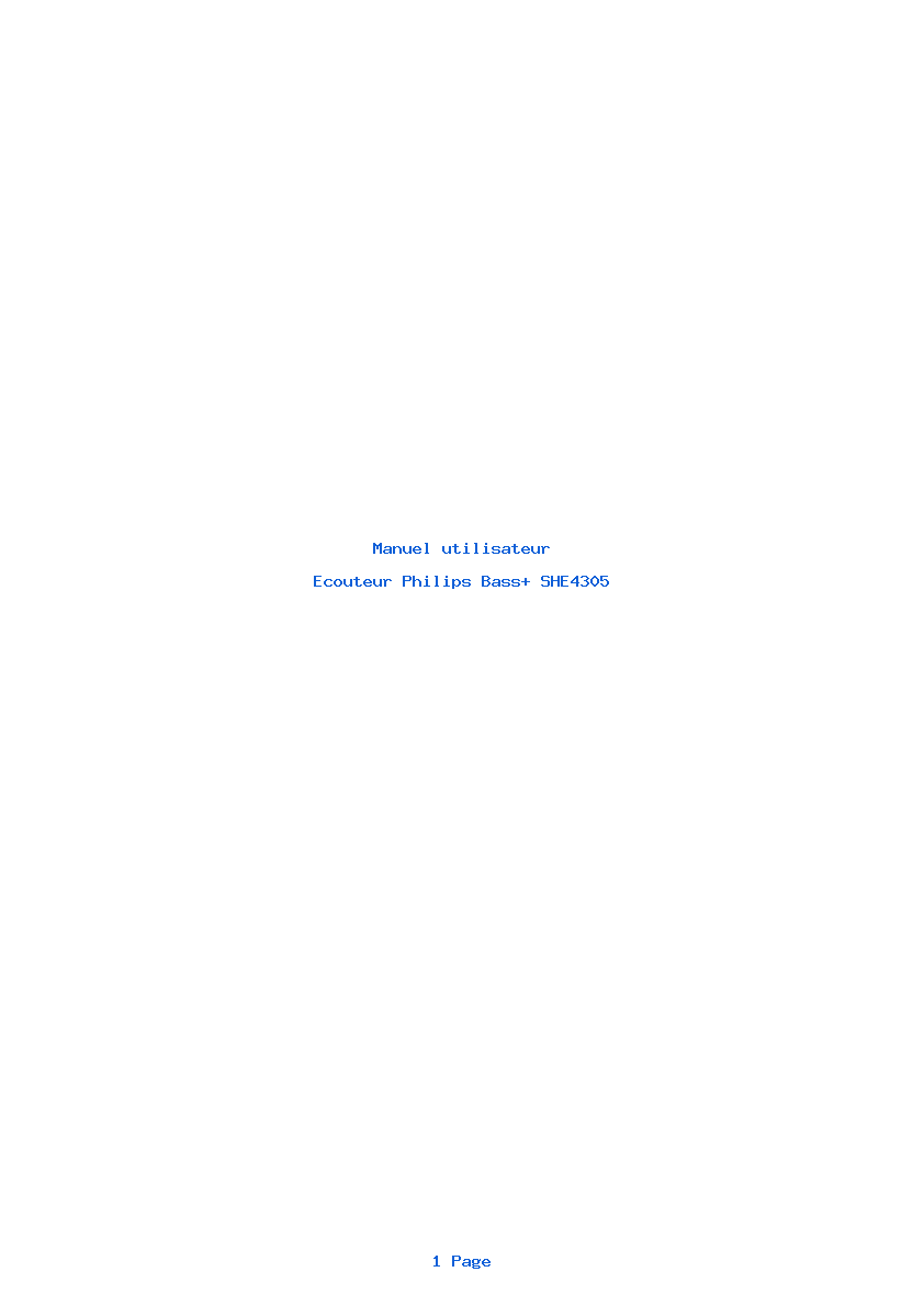 Page 1 de la notice Manuel utilisateur Philips Bass+ SHE4305