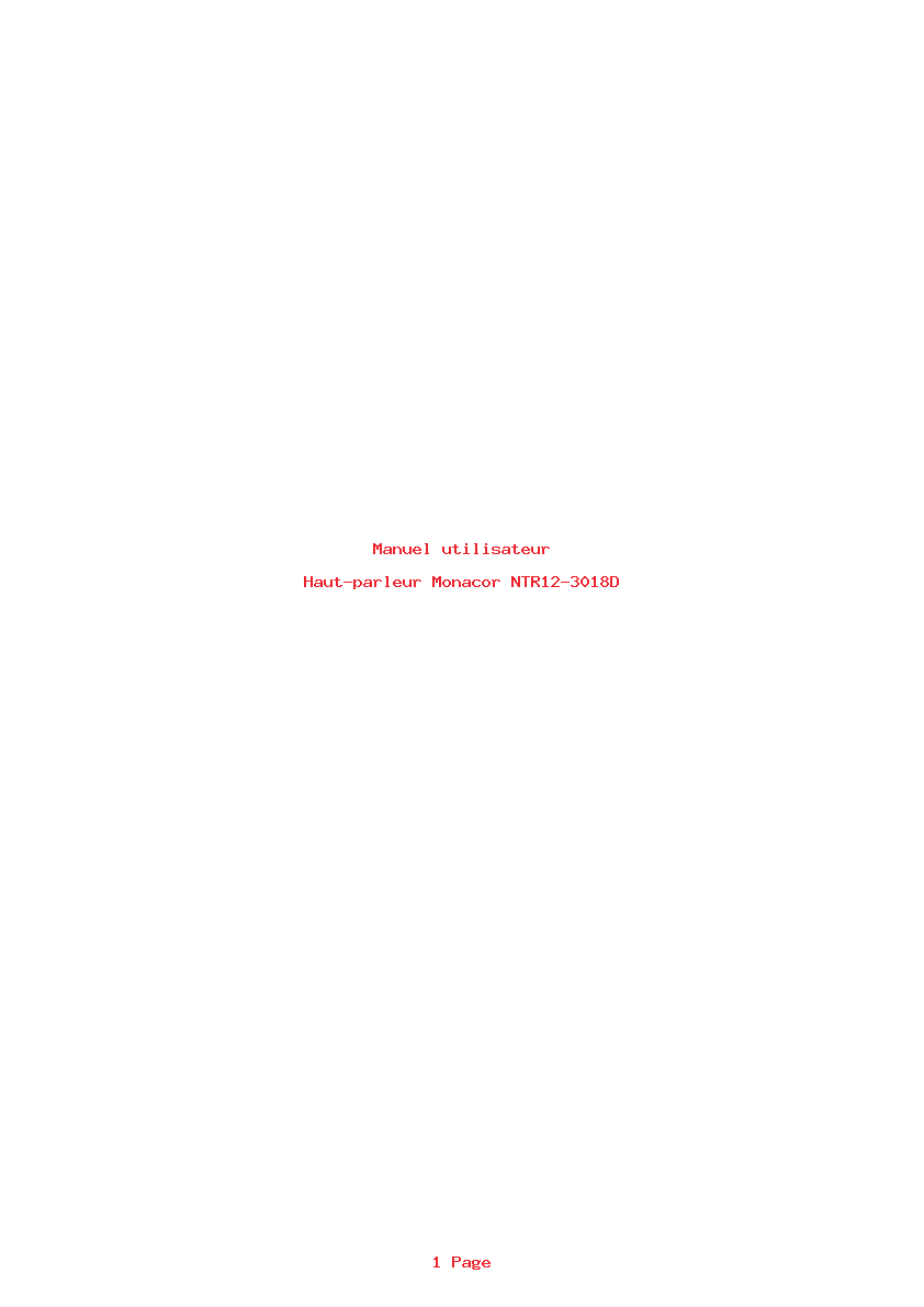 Page 1 de la notice Manuel utilisateur Monacor NTR12-3018D