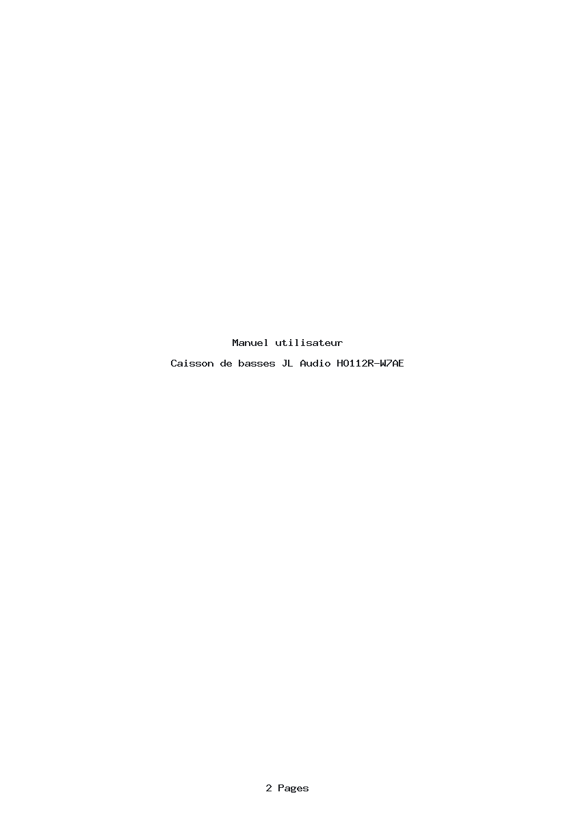 Page 1 de la notice Manuel utilisateur JL Audio HO112R-W7AE