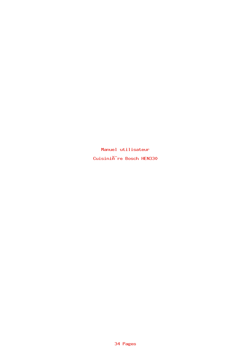 Page 1 de la notice Manuel utilisateur Bosch HEN330