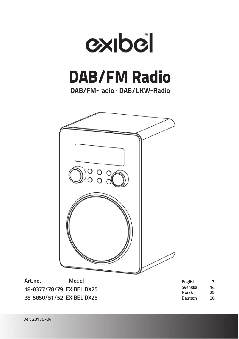 Page 1 de la notice Manuel utilisateur Exibel DX25