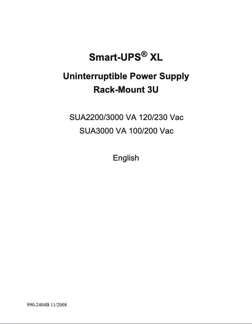 Page 1 de la notice Manuel utilisateur APC SUM3000RMXLI2U