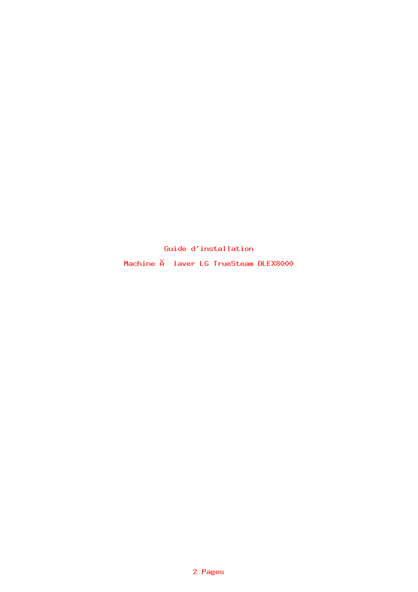 Page 1 de la notice Guide d'installation LG TrueSteam DLEX8000