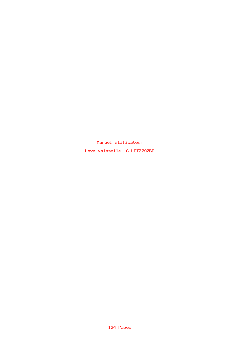 Page 1 de la notice Manuel utilisateur LG LDT7797BD