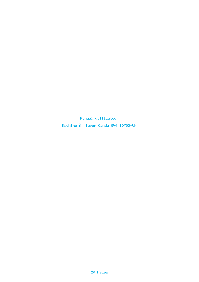 Page 1 de la notice Manuel utilisateur Candy GV4 107D3-UK