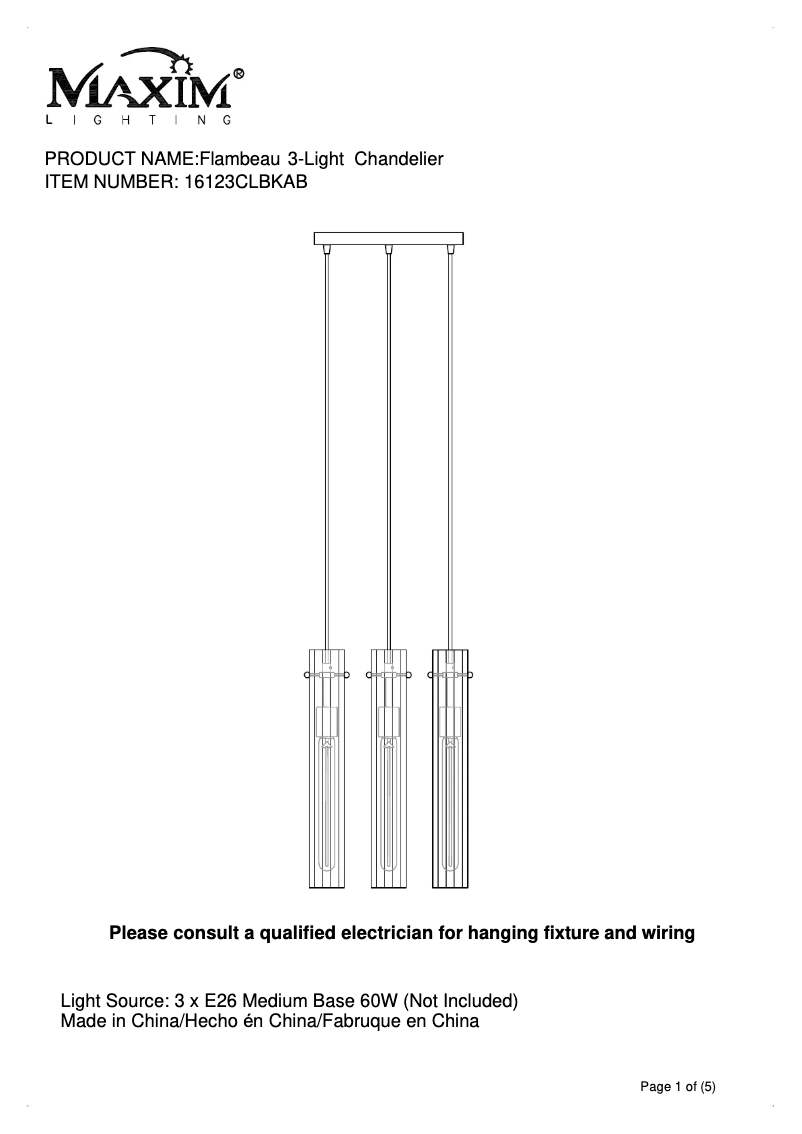 Page 1 de la notice Manuel utilisateur Maxim Flambeau 16123CLBKAB
