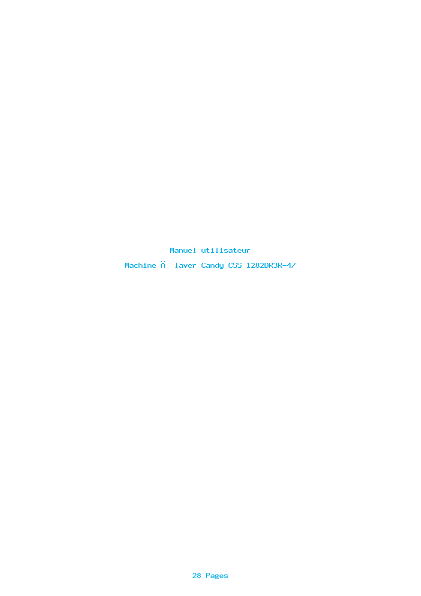 Page 1 de la notice Manuel utilisateur Candy CSS 1282DR3R-47