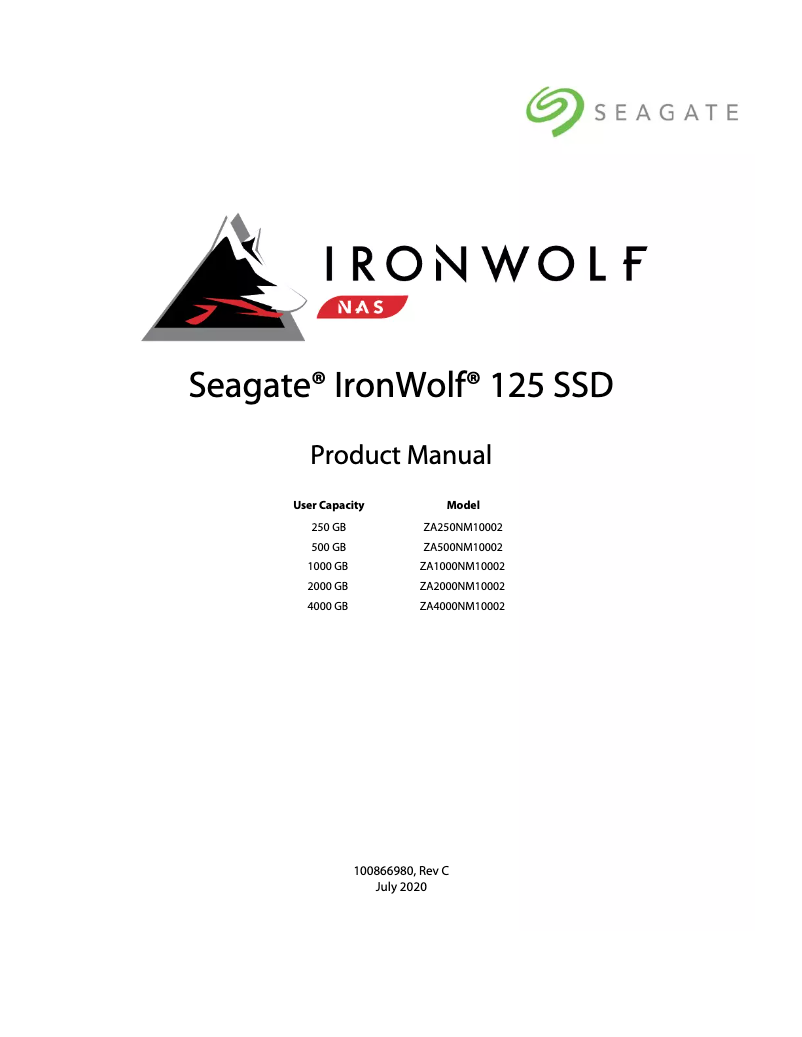 Página 1 del manual Manual de usuario Seagate IronWolf 125