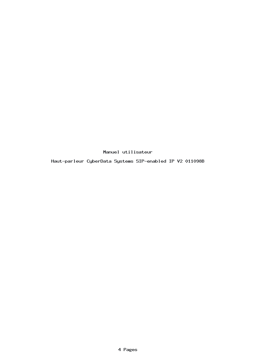 Page 1 de la notice Manuel utilisateur CyberData Systems SIP-enabled IP V2 011098B
