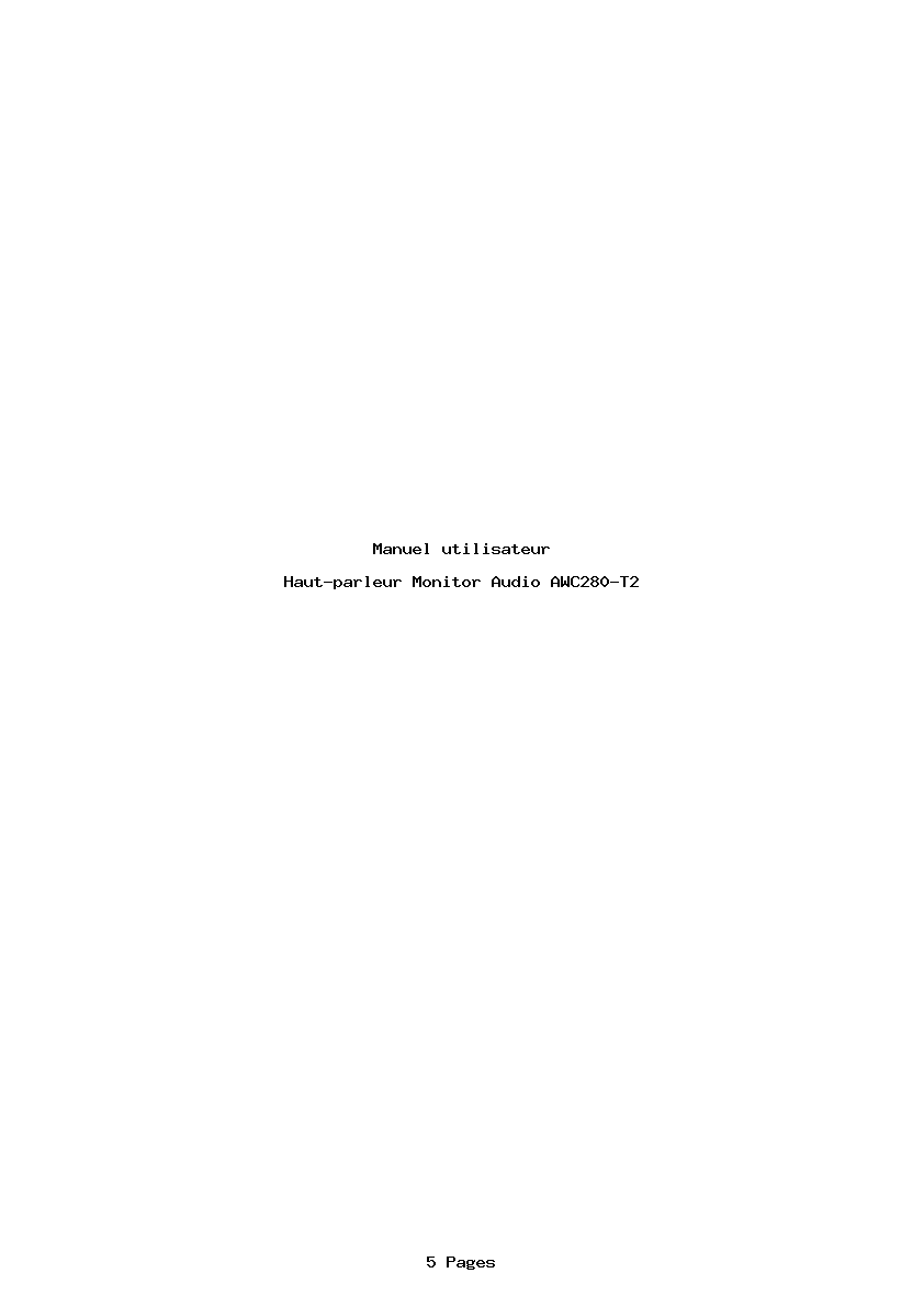 Page 1 de la notice Manuel utilisateur Monitor Audio AWC280-T2