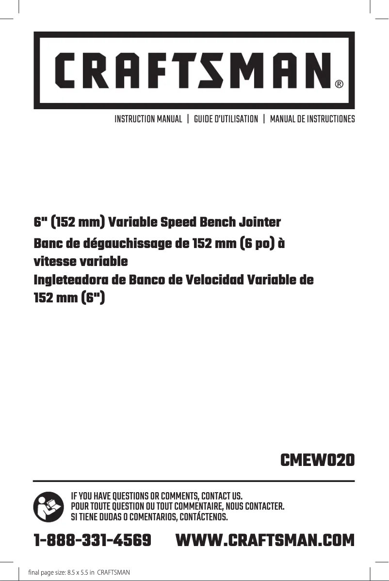 Page 1 de la notice Manuel utilisateur Craftsman CMEW020