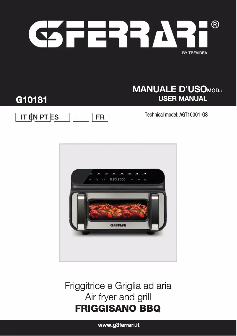 Page 1 of the manual User Manual G3 Ferrari Friggisano BBQ G10181