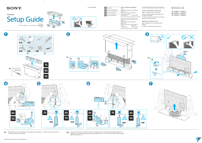 Page 1 de la notice Guide d'installation Sony XR-65X90CJ