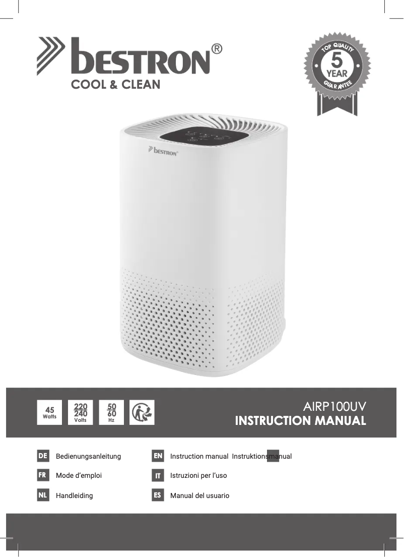 Page 1 of the manual User Manual Bestron AIRP100UV