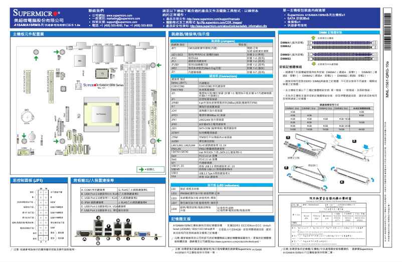 Page 1 of the manual User Manual Supermicro A1SAM-2750F