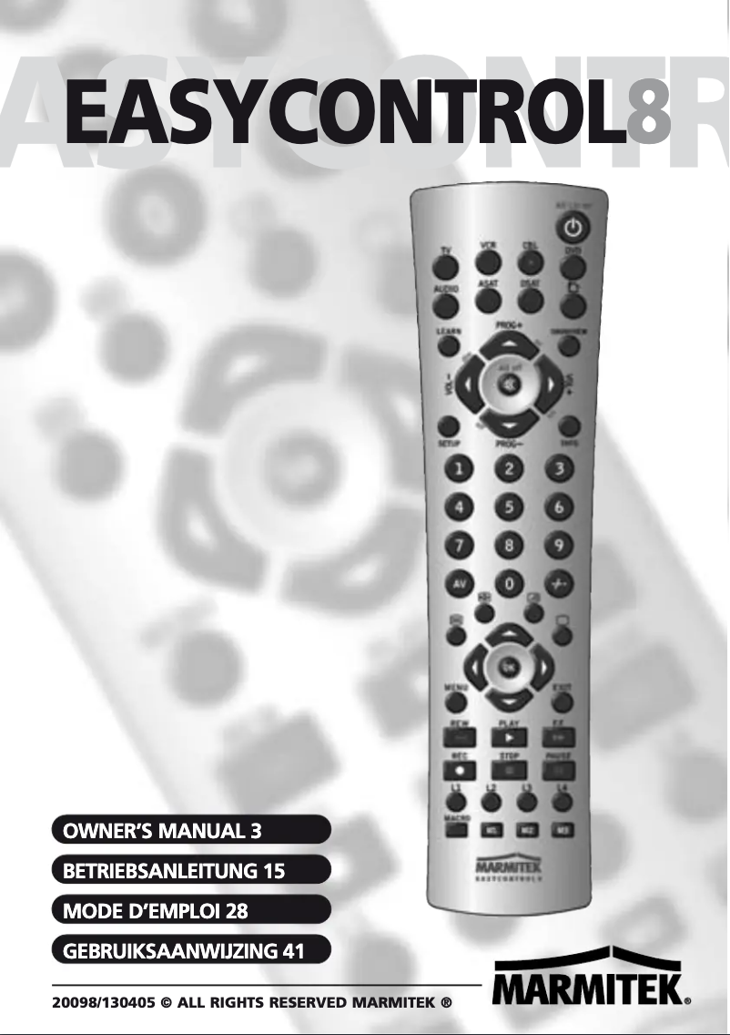 Page 1 de la notice Manuel utilisateur Marmitek EasyControl 8 RF