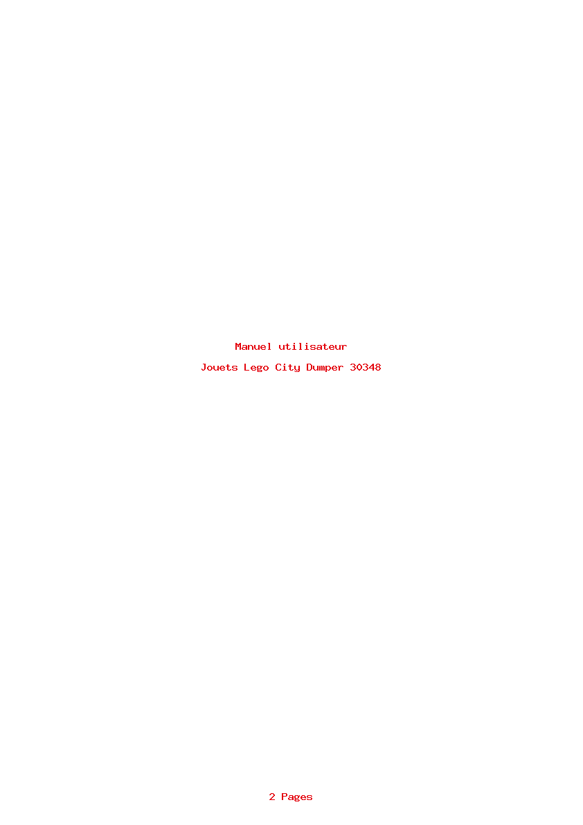 Page 1 de la notice Manuel utilisateur Lego City Dumper 30348