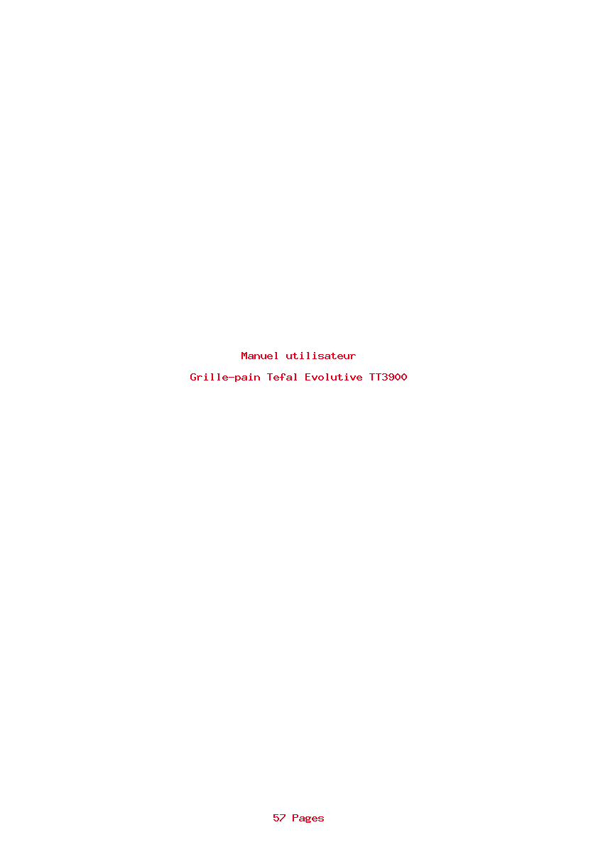Page 1 de la notice Manuel utilisateur Tefal Evolutive TT3900