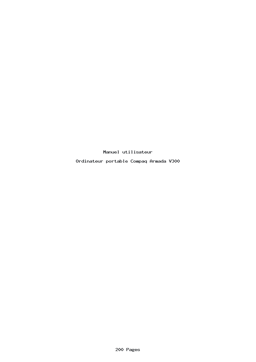 Page 1 de la notice Manuel utilisateur Compaq Armada V300