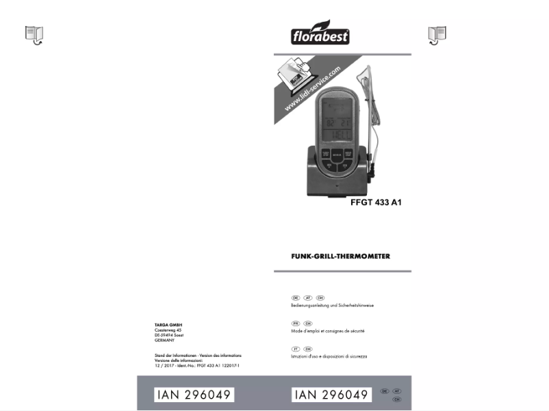 Page 1 de la notice Manuel utilisateur Florabest FFGT 433 A1