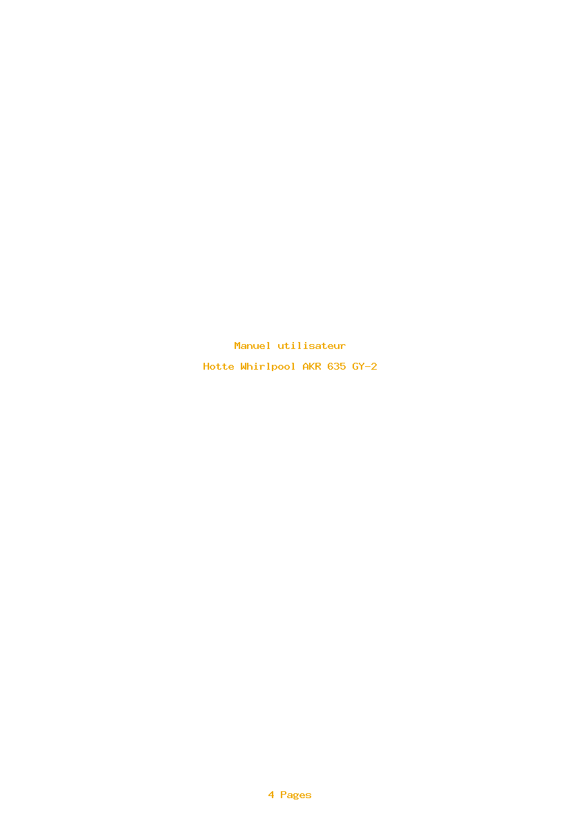 Page 1 de la notice Manuel utilisateur Whirlpool AKR 635 GY-2