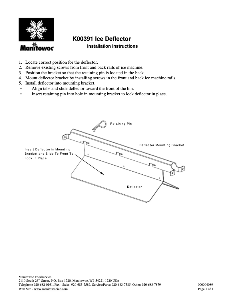Página 1 del manual Instrucciones / montaje Manitowoc QuietQube S-3070C