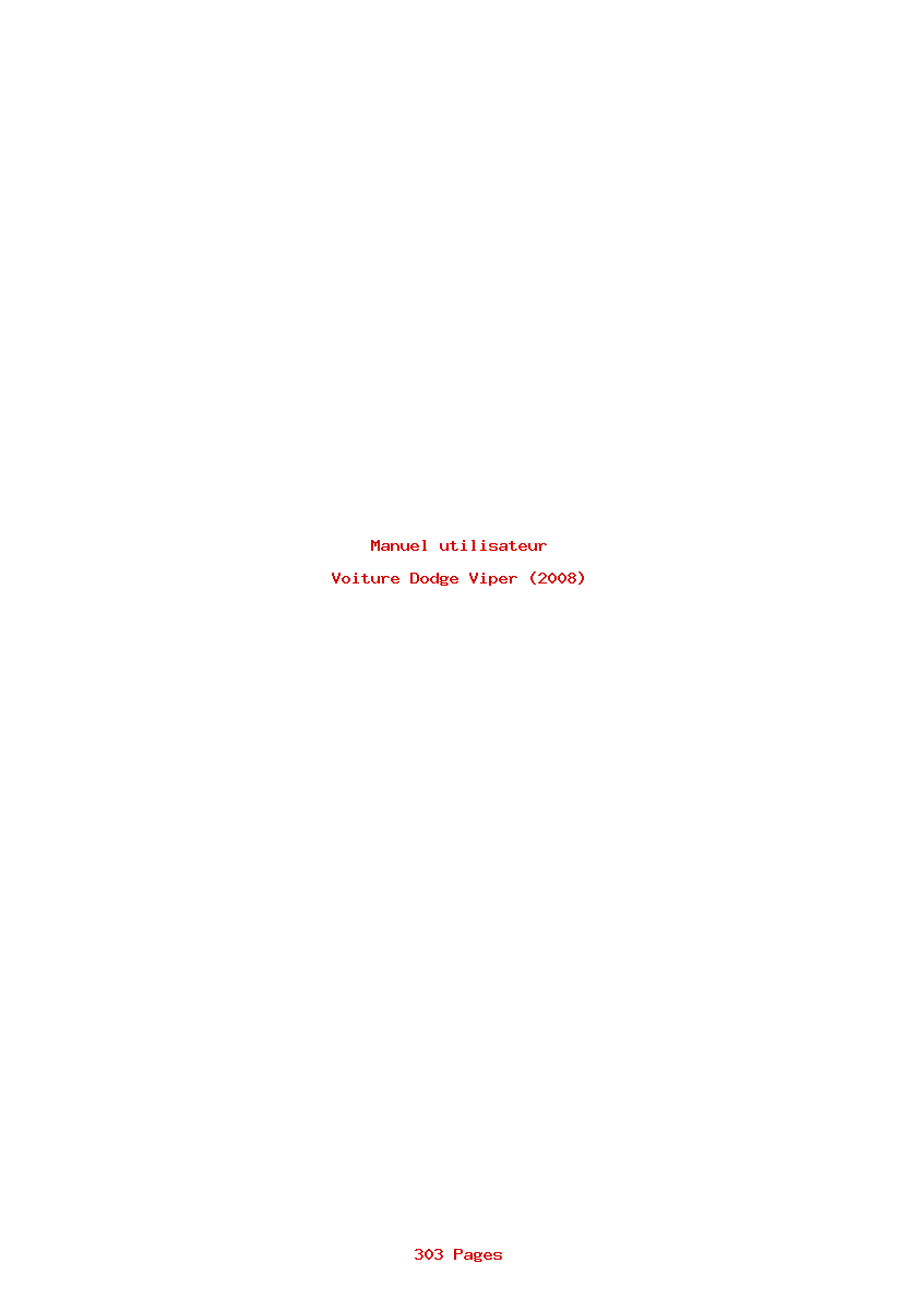 Page 1 de la notice Manuel utilisateur Dodge Viper (2008)