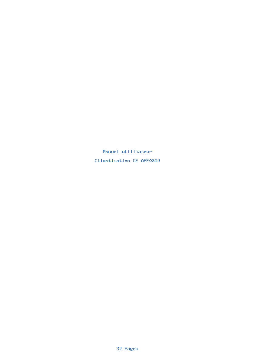 Page 1 de la notice Manuel utilisateur GE APE08AJ