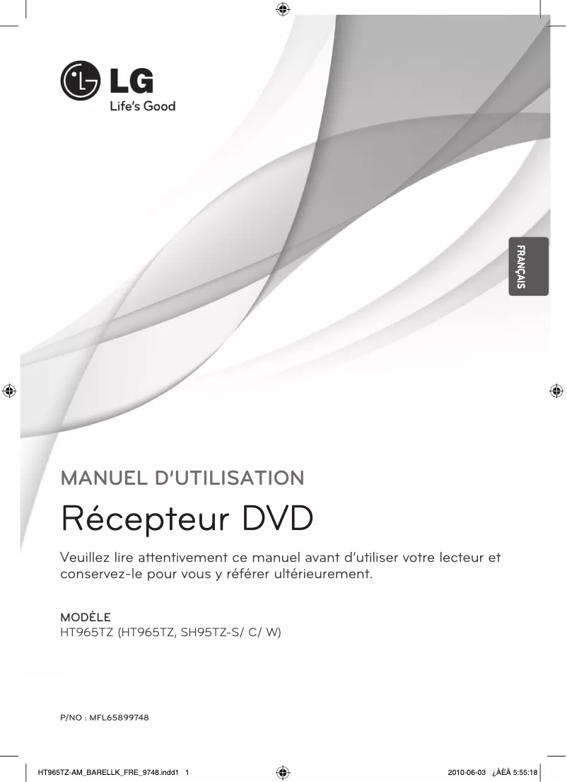 Page 1 de la notice Manuel utilisateur LG HT964TZ