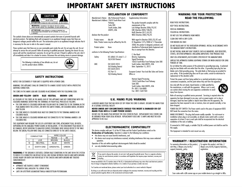 Page 1 de la notice Instructions de sécurité DBX di4