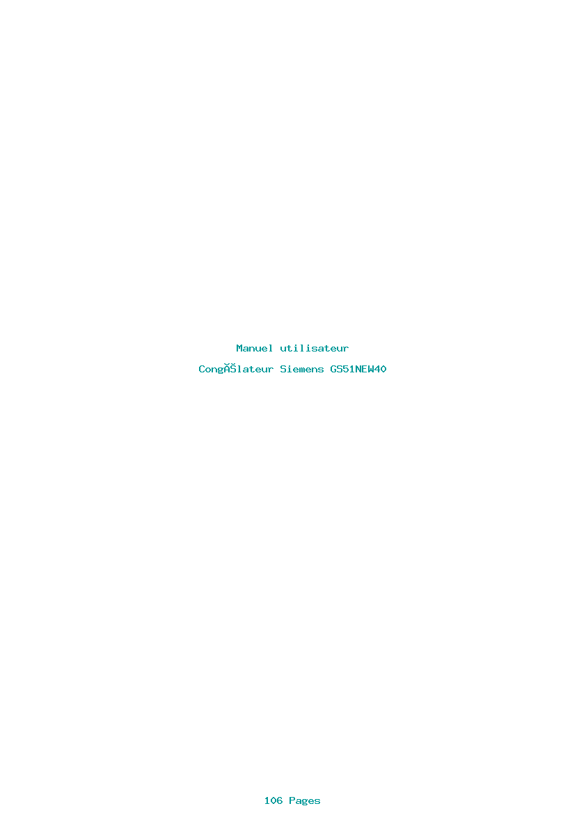 Page 1 de la notice Manuel utilisateur Siemens GS51NEW40