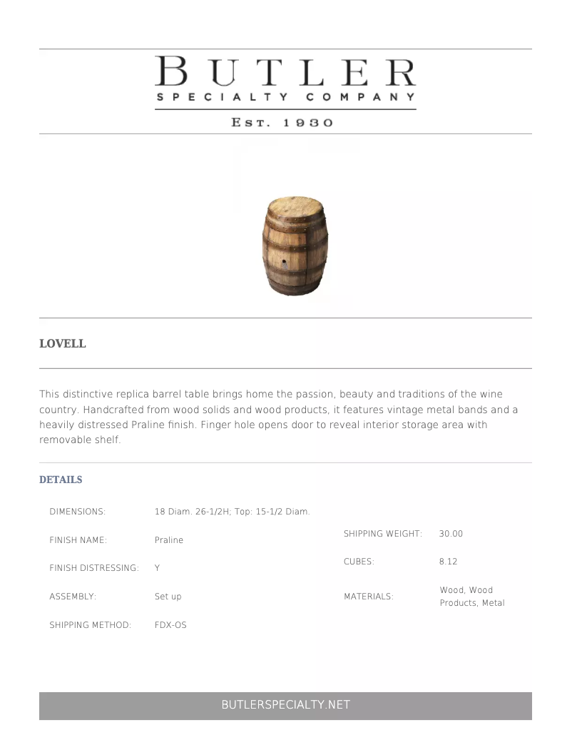 Page 1 de la notice Manuel utilisateur Butler Lovell