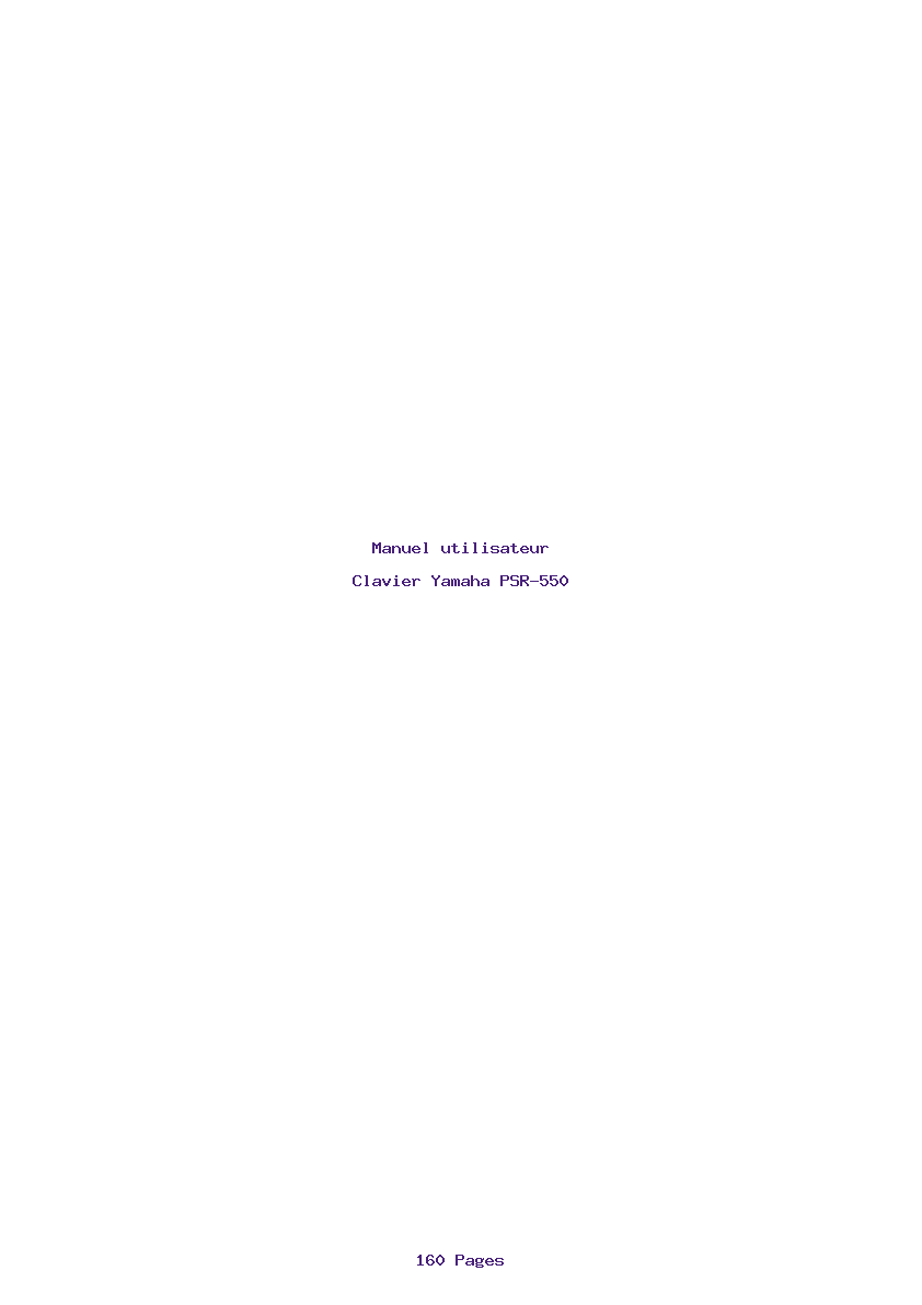 Page 1 de la notice Manuel utilisateur Yamaha PSR-550