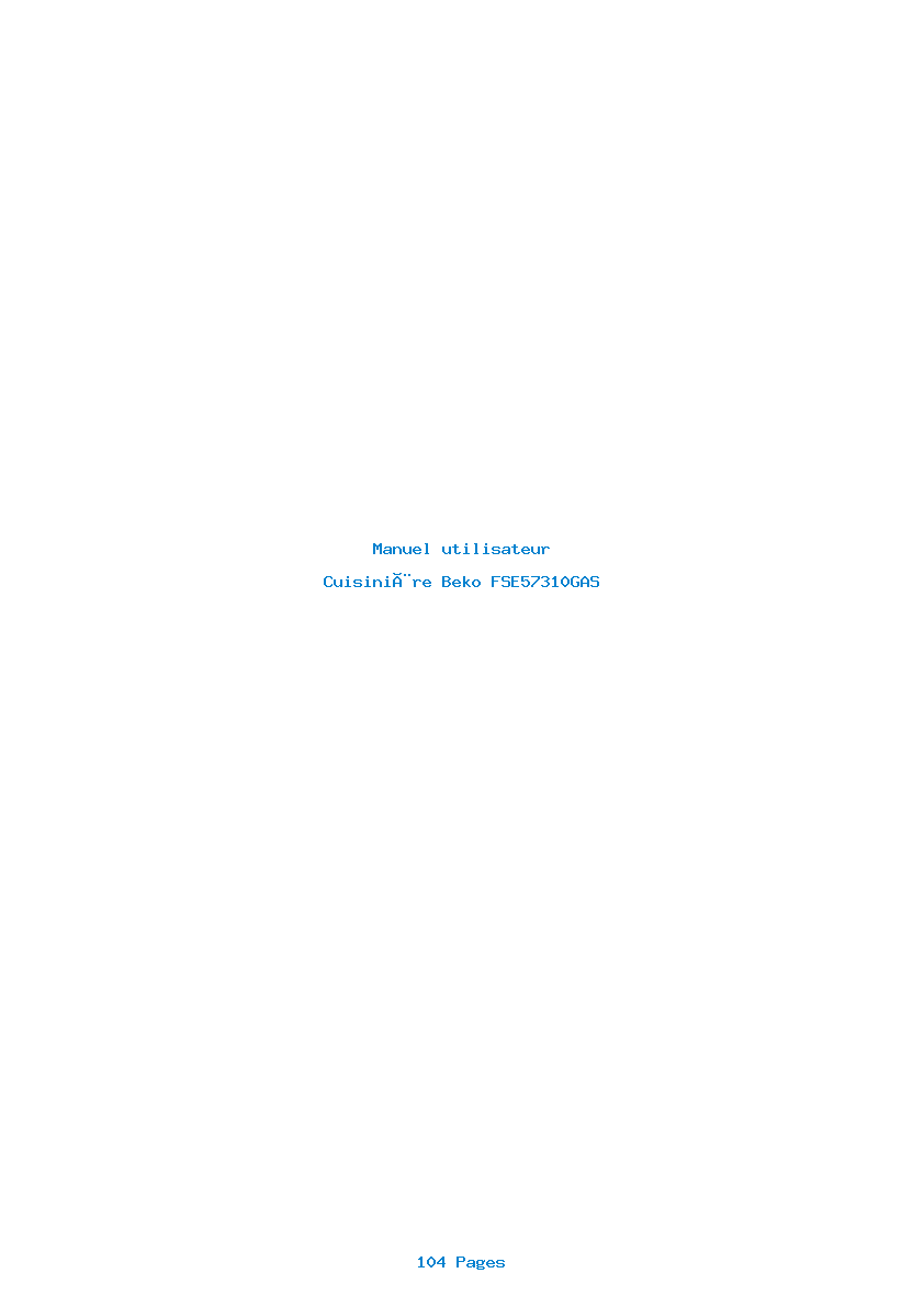 Page 1 de la notice Manuel utilisateur Beko FSE57310GAS