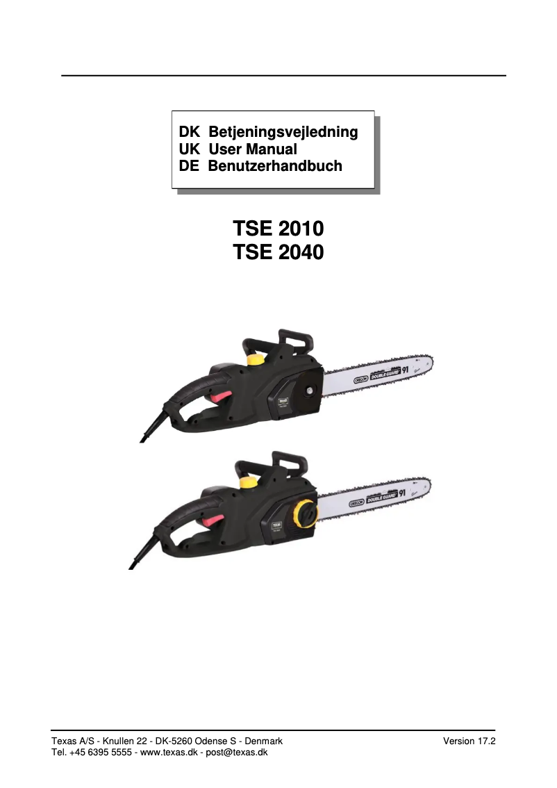 Page 1 de la notice Manuel utilisateur Texas TSE2010